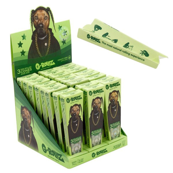 Picture of G ROLLZ PETS ROCK RAP ORGANIC GREEN HEMP 3 KS CONES