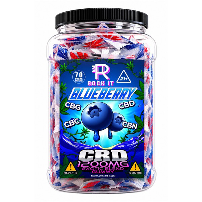 Picture of ROCK IT 1200MG CRD THC GUMMIES 70CT JARS -  BLUE BERRY