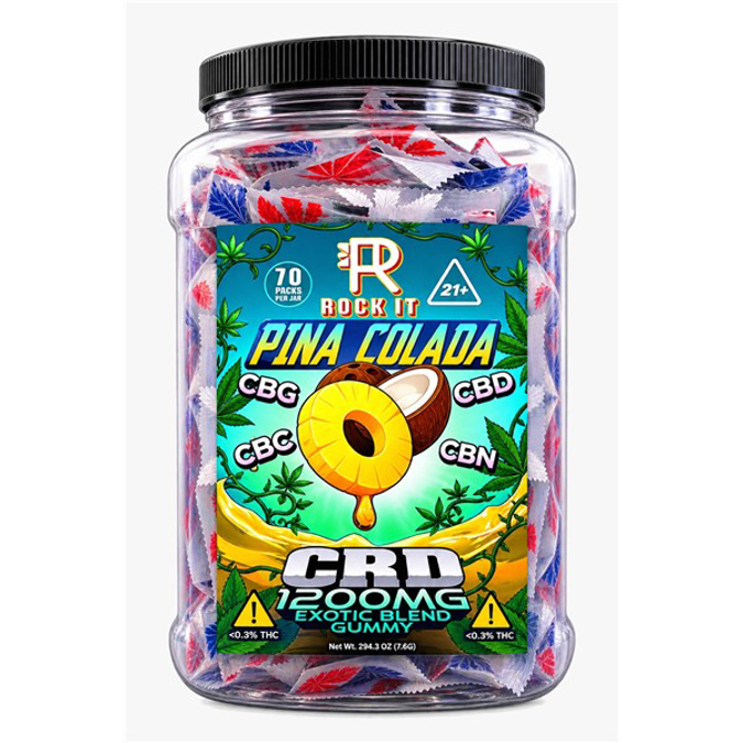 Picture of ROCK IT 1200MG CRD THC GUMMIES 70CT JARS -  PINA COLADA