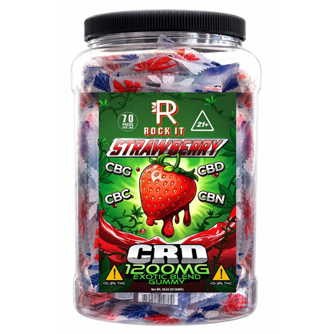 Picture of ROCK IT 1200MG CRD THC GUMMIES 70CT JARS -  STRAWBERRY