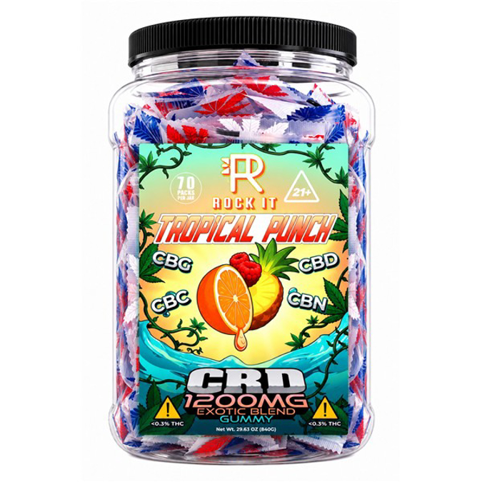 Picture of ROCK IT 1200MG CRD THC GUMMIES 70CT JARS -  TROPICAL PUNCH
