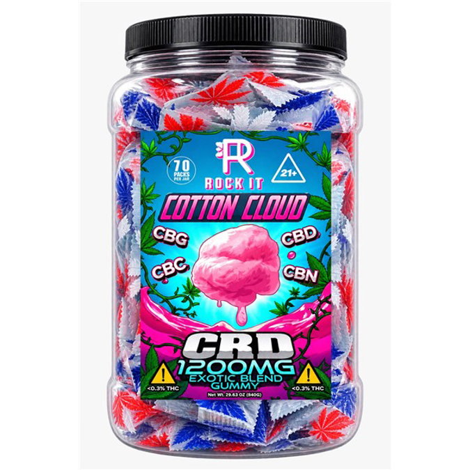 Picture of ROCK IT 1200MG CRD THC GUMMIES 70CT JARS - COTTON CLOUD