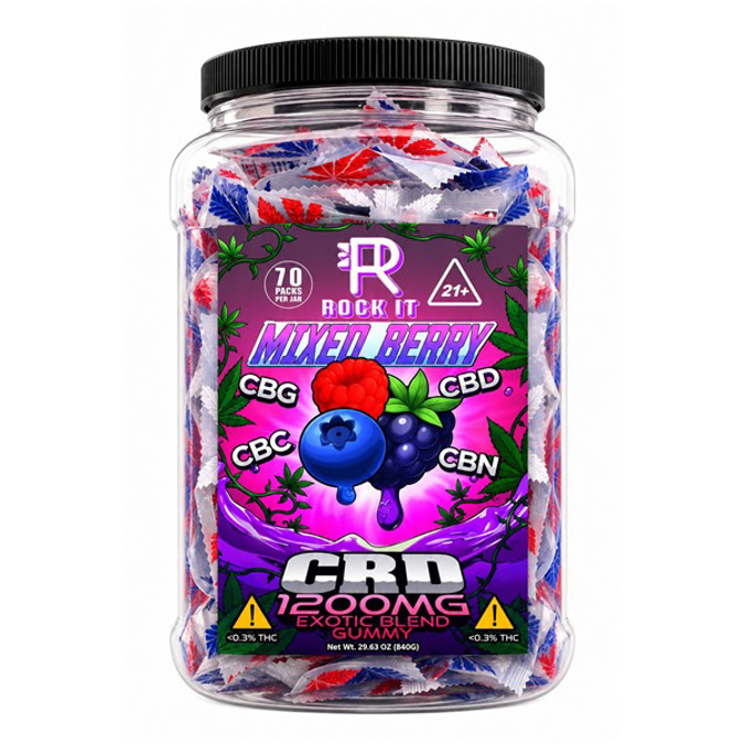 Picture of ROCK IT 1200MG CRD THC GUMMIES 70CT JARS - MIXED BERRY