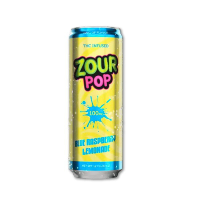 Picture of ZOUR POP THC SELTZER 100MG - BLUE RASPBERRY LEMONADE