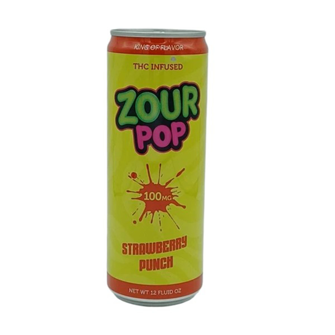 Picture of ZOUR POP THC SELTZER 100MG - STRAWBERRY PUNCH