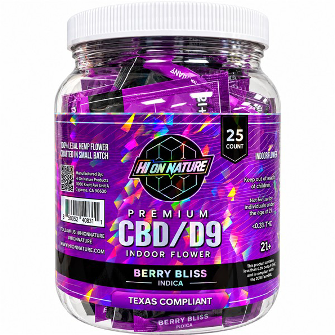 Picture of HI ON NATURE CBD D9 1G FLOWER 25CT JAR - BERRY BLISS (INDICA)