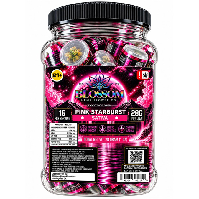 Picture of BLOSSOM THC FLOWER 1G 28CT JAR - PINK STARBURST (SATIVA)