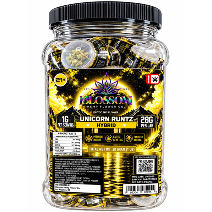 Picture of BLOSSOM THC FLOWER 1G 28CT JAR - UNICORN RUNTZ (HYBRID)